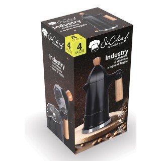 Galileo Καφετιέρα μαύρη 4 φλιτζανιών από αλουμίνιο με ξύλινη λαβή I...