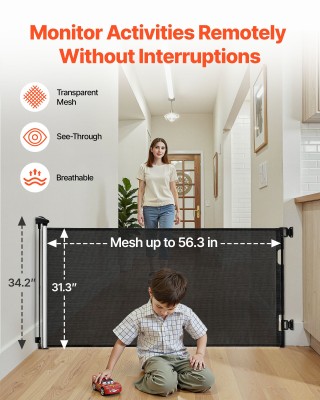 VEVOR Πτυσσόμενη Παιδική Πύλη Ασφαλείας 1430 x 795 mm WZSSMHS55INC4...