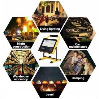 BAKAJI Φορητός Προβολέας Εργασίας LED 50W, 2500Lm, Μπαταρία Λιθίου,...