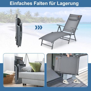 Costway Πτυσσόμενη Ξαπλώστρα με 7 Θέσεις 142 x 61 x 103cm Γκρι NP11...