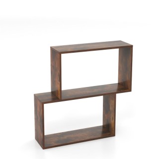 Costway Γεωμετρική Βιβλιοθήκη 3 Επιπέδων με 2 Κυβικά Ράφια Ξύλινη Κ...