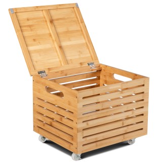 Costway Κουτί Αποθήκευσης Αρχείων από Μπαμπού με 4 Ρόδες και Καπάκι...