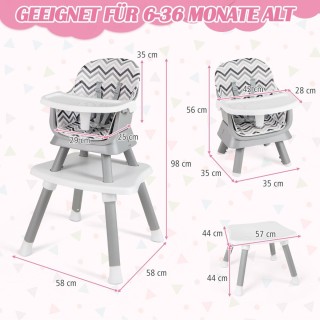 Costway Πολυλειτουργική Καρέκλα Φαγητού 6-σε-1 για Μωρά και Νήπια A...