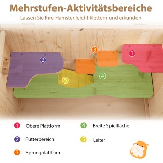 Costway  Ξύλινο Καταφύγιο Χάμστερ με Πτυσσόμενο Καπάκι για Πολυεπίπ...