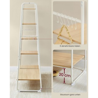 VASAGLE Κρεμάστρα Ρούχων με Ράγα και Ράφι Παπουτσιών, Δρυς Λευκό VASAGLE Κρεμάστρα Ρούχων με Ράγα και Ράφι Παπουτσιών, Δρυς Λευκό