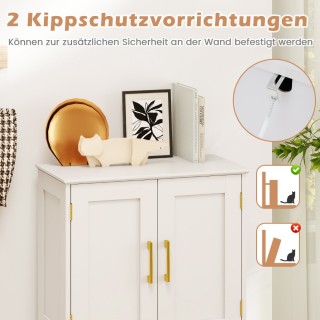 Costway Λευκός Ξύλινος Μπουφές Κουζίνας με 4 Πόρτες & 2 Ρυθμιζόμενα...