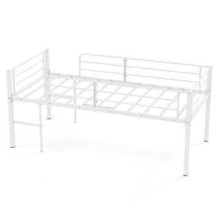 Costway Λευκό Μεταλλικό Χαμηλό Κρεβάτι Loft με Προστατευτικά Κάγκελ...