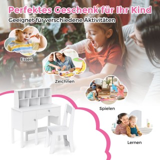 Costway Γραφείο Παιδικό με Καρέκλα και Αποθηκευτικό Χώρο, 79 x 34 x...