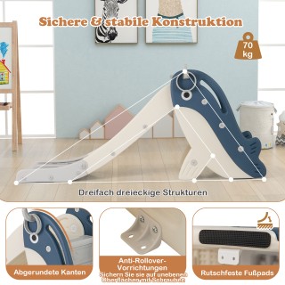 Costway Παιδική Τσουλήθρα με Μπασκέτα και Στόχο Ρίψης, Αναδιπλούμεν...