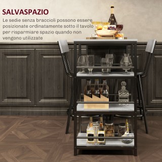 HOMCOM Σετ Τραπεζαρίας 3 Τεμαχίων με Μπαρ με Ράφια και 2 Ψηλές Καρέ...