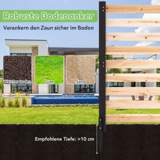 Costway Ξύλινος διακοσμητικός φράχτης κήπου με πασσάλους, φυσικός, ...