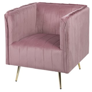 Galileo Ροζ vintage πολυθρόνα από ξύλο με επένδυση από πολυεστέρα σ...