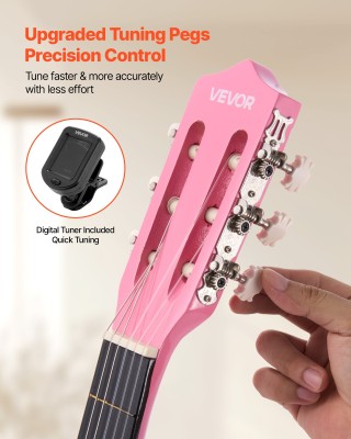 VEVOR Κλασική Ροζ Κιθάρα Ξύλινη με Νάιλον Χορδές και Αξεσουάρ για Α...