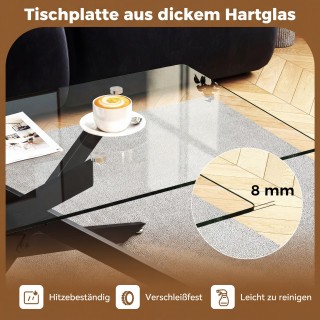 Costway Ορθογώνιο Τραπέζι Καφέ από Σκληρυμένο Γυαλί, 120 x 60 x 45,...