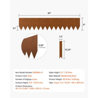 VEVOR Ατσάλινη Περιμετρική Επένδυση Τοπίου 6 Τεμαχίων 40 x 8in Ανθε... VEVOR Ατσάλινη Περιμετρική Επένδυση Τοπίου 6 Τεμαχίων 40 x 8in Ανθε...