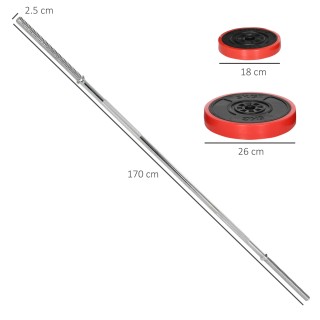 SPORTNOW Σετ Μπάρας και Δίσκων 30kg, 170x26x26cm, Κόκκινο A91-286V00RD SPORTNOW Σετ Μπάρας και Δίσκων 30kg, 170x26x26cm, Κόκκινο A91-286V00RD