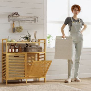 HOMCOM Φορητό ντουλάπι πλυντηρίου με 2 καλάθια 41L και 2 ράφια, από... HOMCOM Φορητό ντουλάπι πλυντηρίου με 2 καλάθια 41L και 2 ράφια, από...