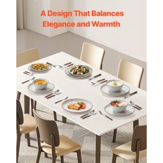 VEVOR Σετ Κεραμικών Πιάτων και Μπολ 18 Τεμαχίων για 6 Άτομα Λευκό Y...