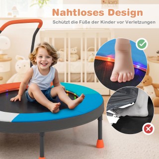 Costway Παιδικό μίνι τραμπολίνο Ø90 εκ. με φωτισμό LED, λαβή και τσ...