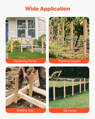 VEVOR Ξύλινοι Πάσσαλοι Κήπου 25 Τεμ. 0.5×1.5×36 ιντσών για Γη και Υ...