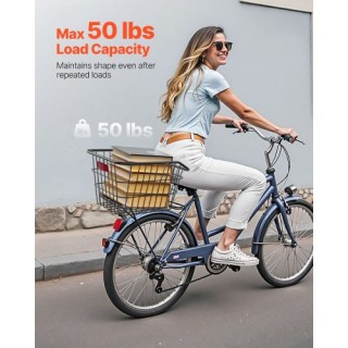 VEVOR Μεταλλικό Καλάθι Ποδηλάτου με Ανακλαστικό Φως Πίσω CKHXJSSZWN...