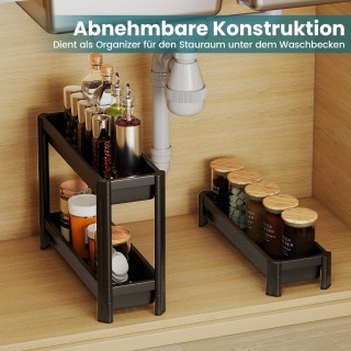 Costway Στενό τροχήλατο ραφάκι 3 επιπέδων με λαβές για κουζίνα και ...