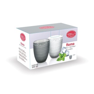 Galileo Σετ 2 ποτήρια νερού 340 ml από διαφανές γυαλί Roma Sibilla ...