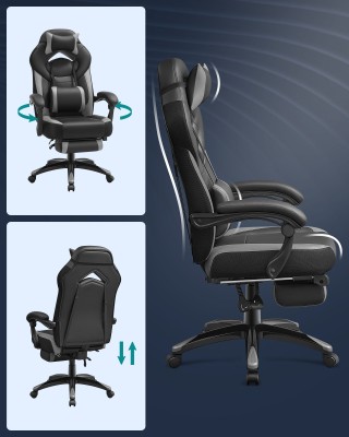 SONGMICS Εργονομική Καρέκλα Gaming με Υποπόδιο, Ρυθμιζόμενο Προσκέφ...