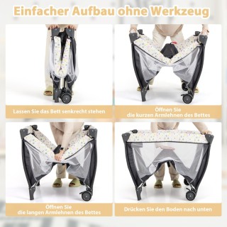 Costway  Πολυλειτουργικό Παιδικό Κρεβάτι Ταξιδιού 3-σε-1 με Αλλαξιέ...