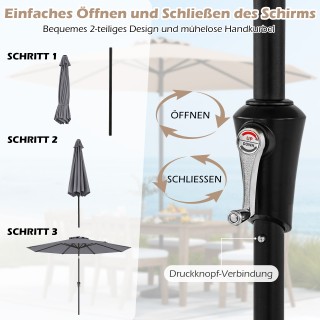 Costway Γκρι Τετράμετρος Τέντας Κήπου με Μηχανισμό και Κλίση 25° NP...