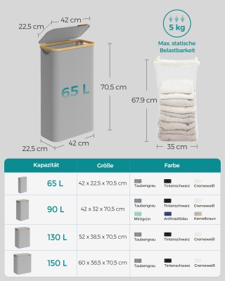 SONGMICS Καλάθι Απλύτων με Καπάκι 65L για Εξοικονόμηση Χώρου 42 x ... SONGMICS Καλάθι Απλύτων με Καπάκι 65L για Εξοικονόμηση Χώρου 42 x ...