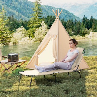 Outsunny Πτυσσόμενη Ξαπλώστρα Ήλιου με Μαξιλάρι Προσώπου και Ρυθμιζ...