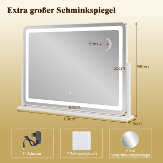 Costway Φωτιζόμενος Καθρέφτης Μακιγιάζ με 10x Μεγεθυντικό Καθρέφτη,...