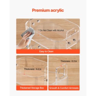 VEVOR Διαφανές Ακρυλικό Τραπέζι με Ρόδες, 2 Επίπεδα, 30.5 x 41.6 x ...