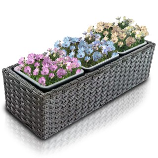 BAKAJI  Ζαρντινιέρα Εξωτερικού Χώρου Μπαλκονιού από Ρατάν Καφέ με 3...