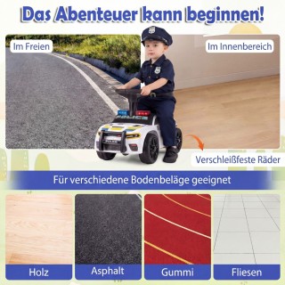 Costway Αστυνομικό Αυτοκινητάκι για Μικρά Παιδιά με Φώτα που Αναβοσ...