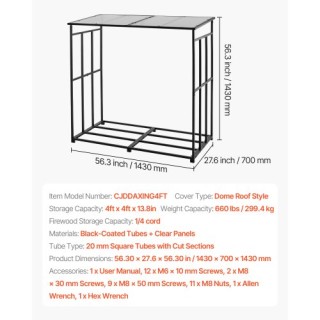 VEVOR Υπόστεγο Ξυλείας με Κεκλιμένη Στέγη, Μεταλλική Αποθήκη Ξύλων ... VEVOR Υπόστεγο Ξυλείας με Κεκλιμένη Στέγη, Μεταλλική Αποθήκη Ξύλων ...