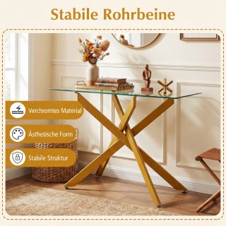 Costway Σύγχρονο Γυάλινο Τραπέζι με Διαφανή Επίστρωση Από Σκληρό Γυ...