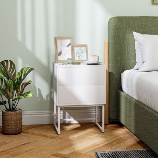 HOMCOM Μοντέρνο Κομοδίνο 2 Συρταριών με Πίεση, MDF & Ατσάλι, 40x30x...