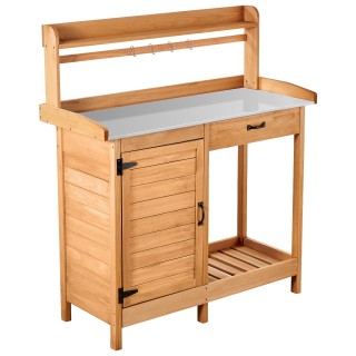 VEVOR Ξύλινος Πάγκος Κηπουρικής με Μεταλλική Επιφάνεια Εργασίας και...