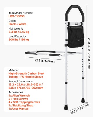 VEVOR Ρυθμιζόμενο Σιδερένιο Κρεβατοκάγκελο με Αντιολισθητική Λαβή T... VEVOR Ρυθμιζόμενο Σιδερένιο Κρεβατοκάγκελο με Αντιολισθητική Λαβή T...