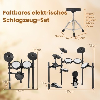 Costway Ηλεκτρονικό Σετ Τυμπάνων 120 x 55 x 121 εκ. - Με 225 Ήχους ... Costway Ηλεκτρονικό Σετ Τυμπάνων 120 x 55 x 121 εκ. - Με 225 Ήχους ...