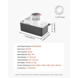 VEVOR Αντλία Συμπυκνωμάτων Αυτόματη 1/50 HP 65GPH ZBJZYPSB60W10SEO5... VEVOR Αντλία Συμπυκνωμάτων Αυτόματη 1/50 HP 65GPH ZBJZYPSB60W10SEO5...