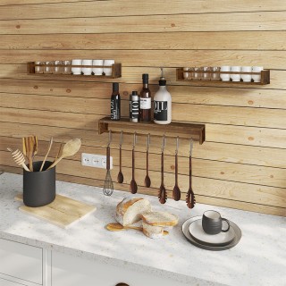 BAKAJI Σετ 3 Ξύλινα Ράφια Τοίχου Εξοικονόμησης Χώρου από Δρυς 0284... BAKAJI Σετ 3 Ξύλινα Ράφια Τοίχου Εξοικονόμησης Χώρου από Δρυς 0284...