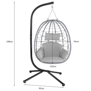 Κρεμαστή Αιώρα / Κούνια / Πολυθρόνα Κήπου Κούνια Μεταλλική 198 x 95...