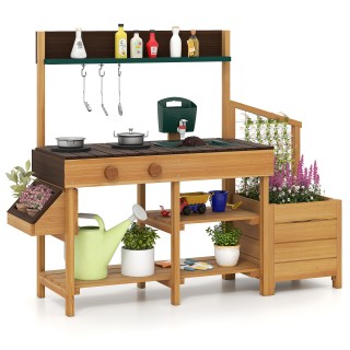 Costway Παιδική Κουζίνα Φύσης με Πάγκο Φύτευσης & Σχάρα Στήριξης - ... Costway Παιδική Κουζίνα Φύσης με Πάγκο Φύτευσης & Σχάρα Στήριξης - ...