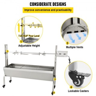 VEVOR Σούβλα Ψησταριάς, 60kg, Ανοξείδωτη για Γουρούνι/Αρνί, με Μοτέ...