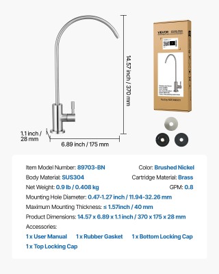 VEVOR Υψηλής Καμάρας Φιλτράρισμα Νερού Από Βούρτσα Νικελίου, Ανοξεί... VEVOR Υψηλής Καμάρας Φιλτράρισμα Νερού Από Βούρτσα Νικελίου, Ανοξεί...