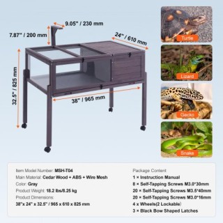 Ξύλινο Σπίτι Χελώνας VEVOR για Εσωτερικό & Εξωτερικό Χώρο  MZWGXMZD...