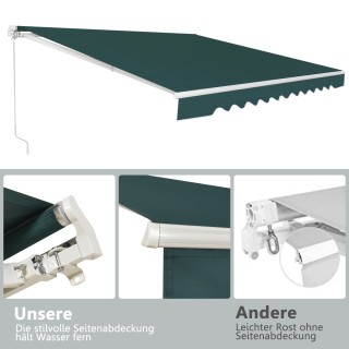 Costway Πράσινη Τέντα Μπαλκονιού με Μανιβέλα 400 x 250 cm NP11203LS